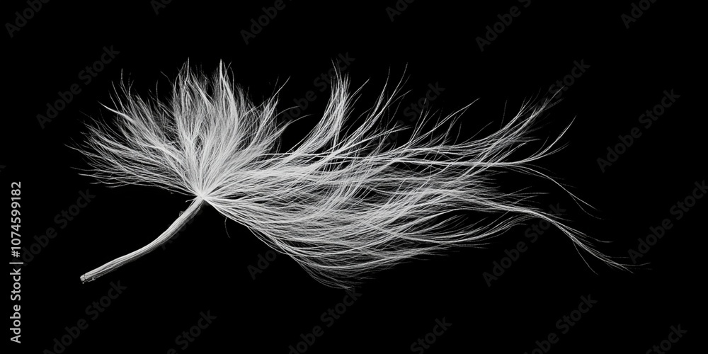 Obraz premium white feather with black background