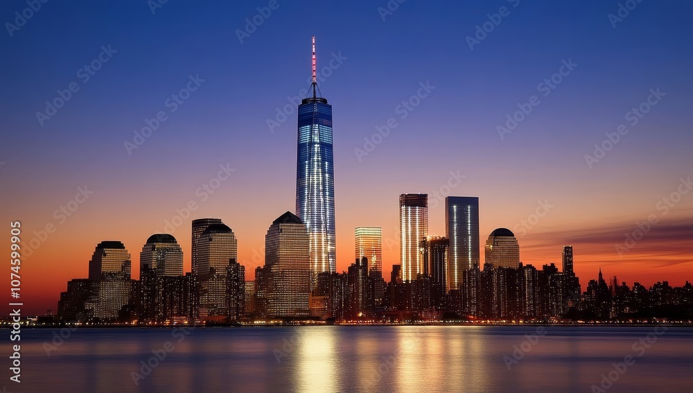 Stunning Sunset Over New York City Skyline with Vibrant Colors