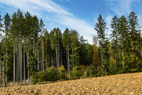 Obraz na płótnie An autumn landscape with fields and forests in Central Europe. w salonie