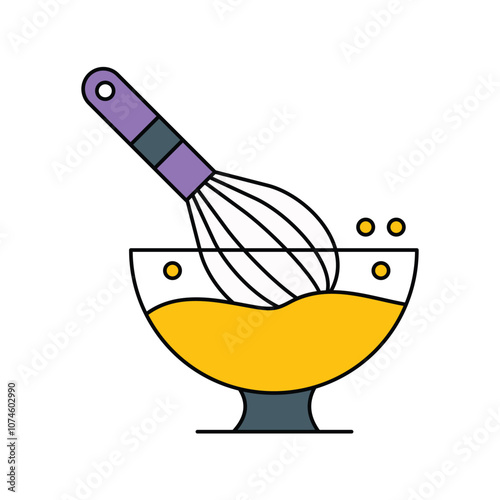 whisk color line icon with white background vector stock illustration