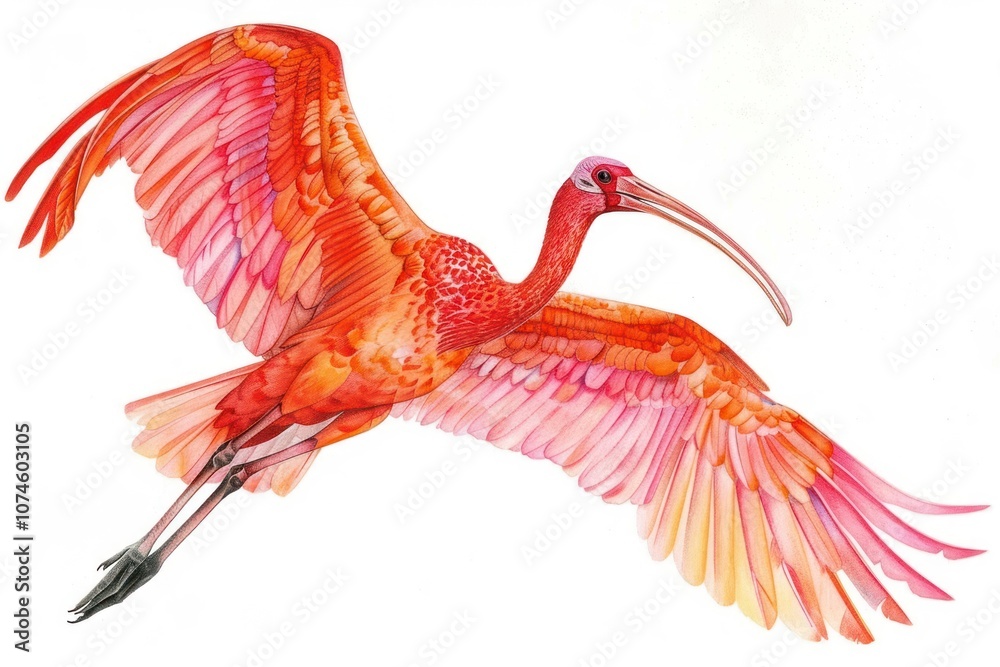 Obraz premium Vibrant scarlet ibis illustration