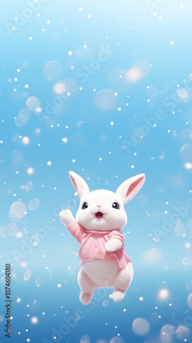 Rabbit jumping dreamy wallpaper cartoon outdoors animal.