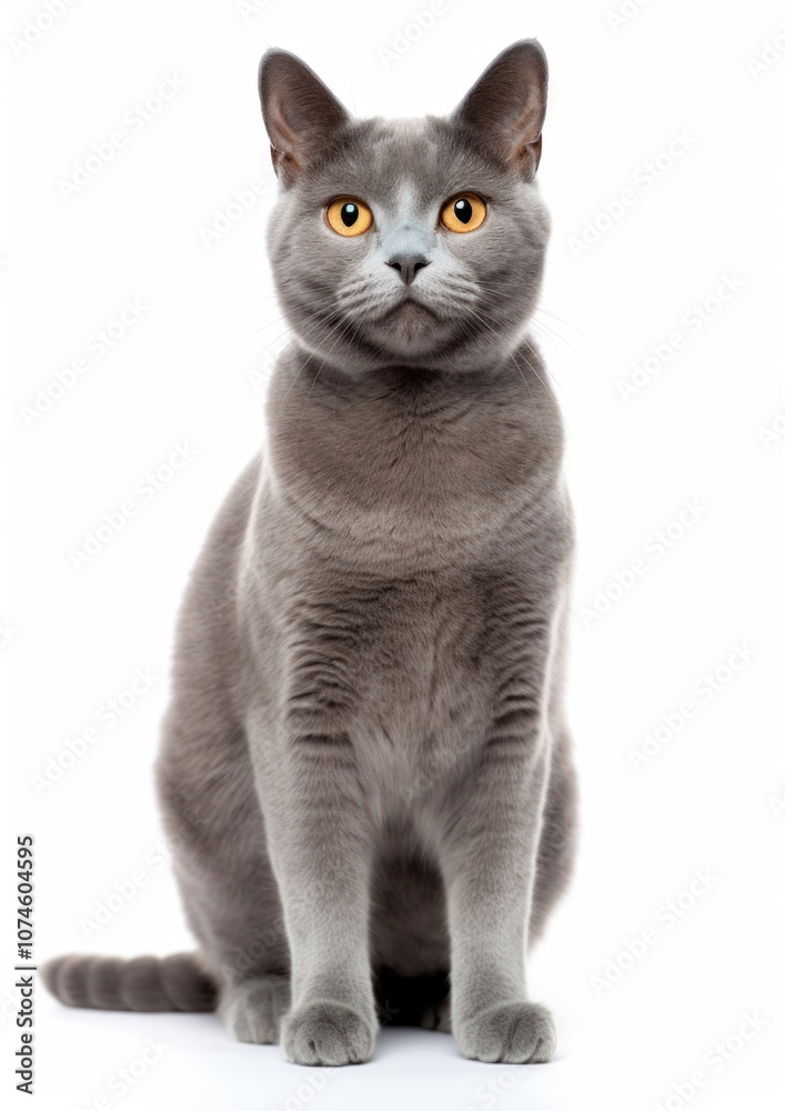 Elegant gray cat with amber eyes Elegant gray cat with amber eyes