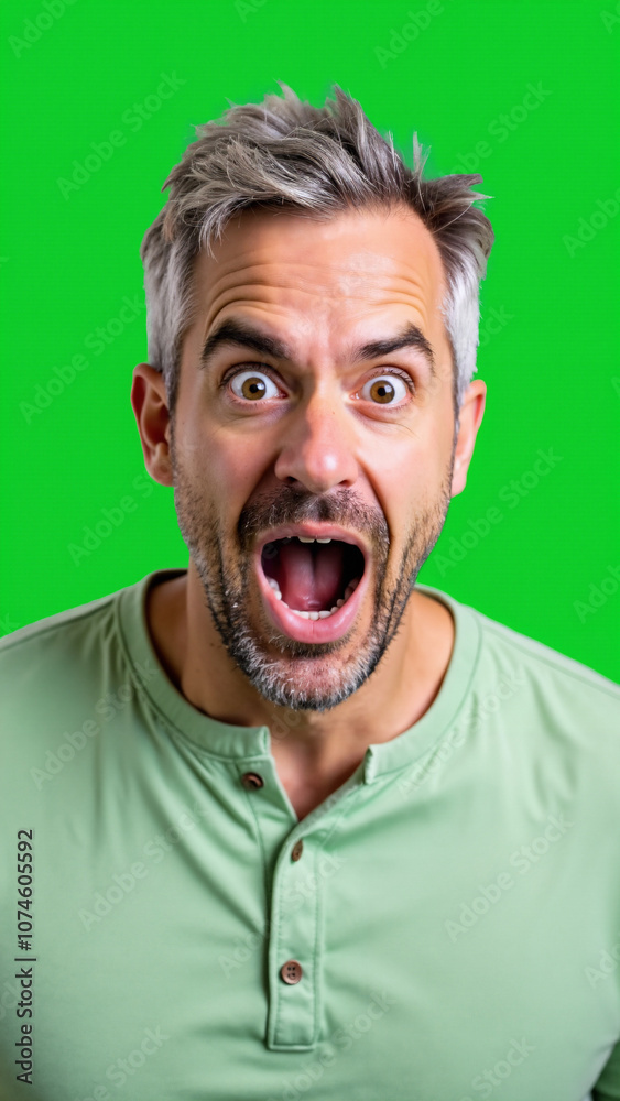 Shocked Middle-Aged Man Gasping in Surprise: Perfect for Advertising Unexpected Deals or Dramatic News Headlines Shocked Middle-Aged Man Gasping in Surprise: Perfect for Advertising Unexpected Deals or Dramatic News Headlines