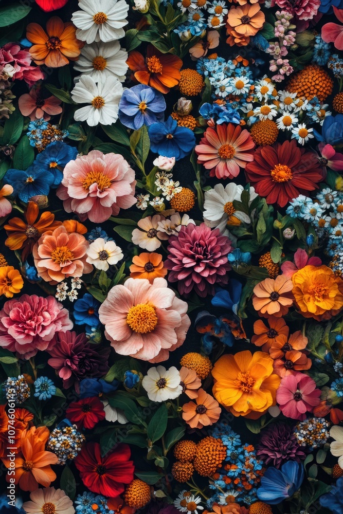 Wall with blooming flowers Wall with blooming flowers
