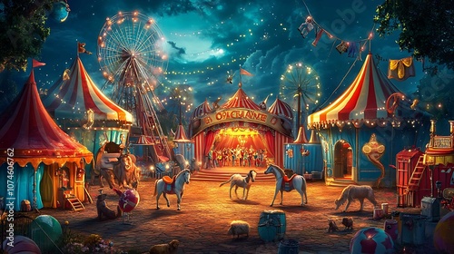 Enchanted Carnival Fairytale Scene. photo