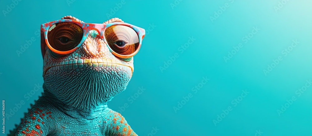 Fototapeta premium Chameleon Wearing Sunglasses