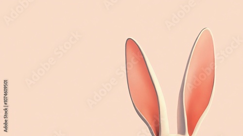 Minimalistic bunny ears on pastel background