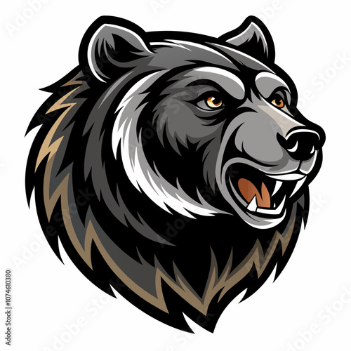 Vector Bear Head Logo black Side view silhouette on a white background