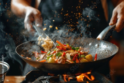 Filipino cooking person food. photo