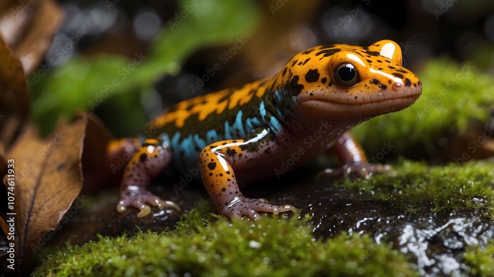 Fototapeta premium Lush Elegance: Discovering the Jollyville Plateau Salamander
