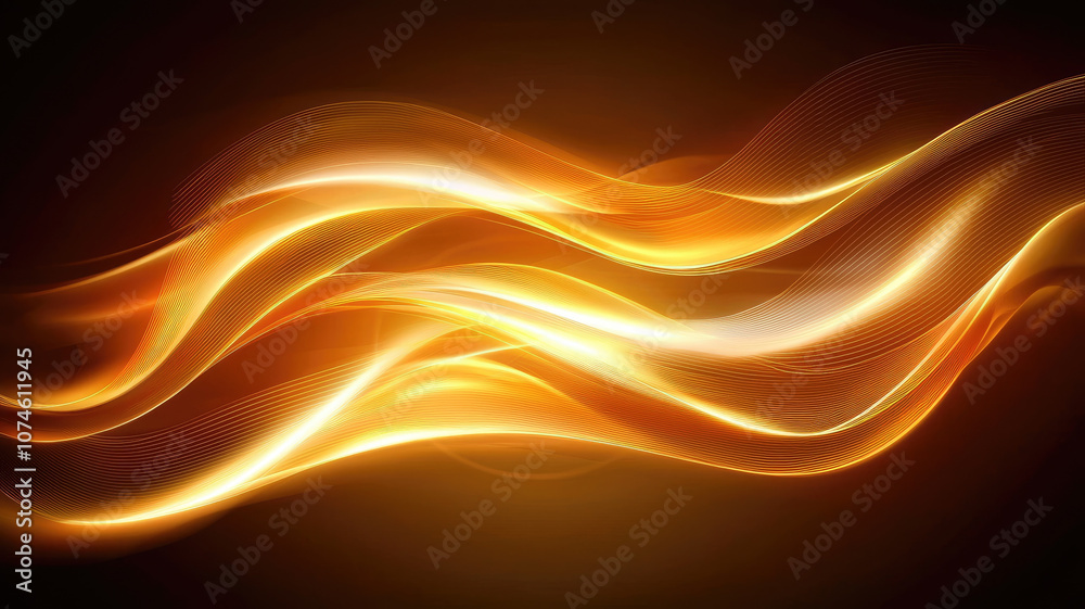 Obraz premium Warm, rich gold background with soft, diffused light creating flowing waves. This abstract design evokes sense of elegance and warmth, perfect for various creative projects