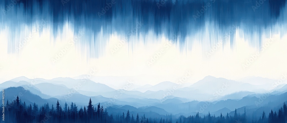 Fototapeta premium Ikat Pattern in Soft Blues and Grays, Elegant Lines, Subtle Textures, Contemporary Design for Home Decor