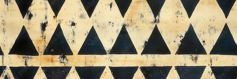 Fototapeta premium Ikat Triangle Pattern, small colorful triangles in a repetitive row pattern, showcasing a vibrant and modern textile design