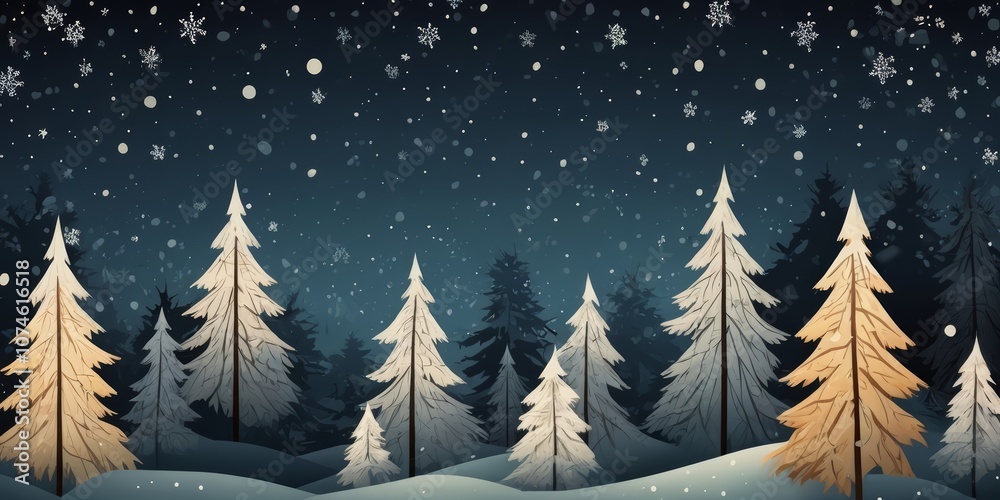 Obraz premium ilustración bosque navidad