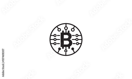 Blockchain logo, logo for blockchain technology, cryptocurrency, bitcoin, mining logo