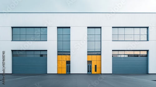 Modern Industrial Building with Minimalist Design and Bold Architectural Structure photo