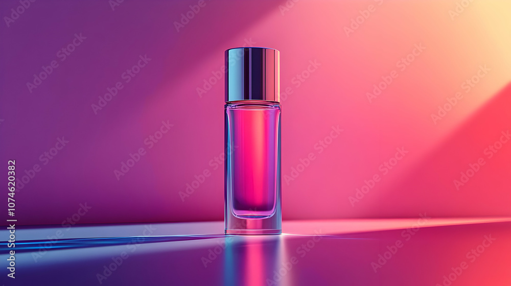 Purple and Pink Gradient Background with Glass Bottle Purple and Pink Gradient Background with Glass Bottle