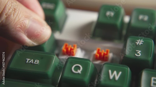 Put keycaps on a custom mechanical keyboard photo