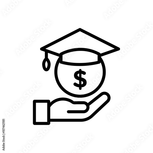 Education cost icon logo sign set vector outline