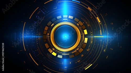 yellow and blue Abstract technology background circles digital hi-tech technology design background. concept innovation. vector illustration