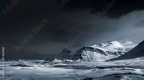 digital technology black and white snow mountain scenery poster background