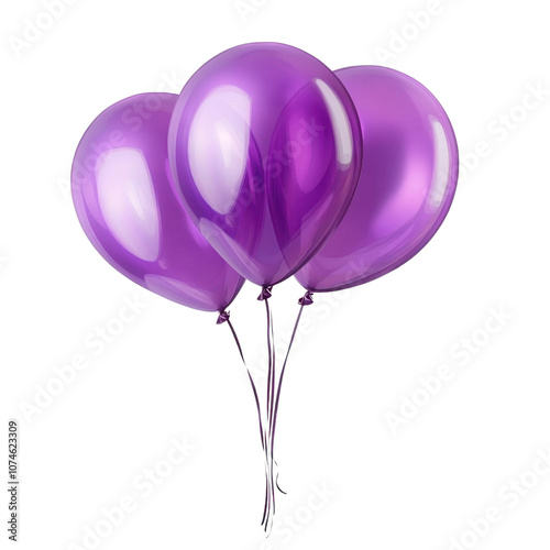 purple balloons isolated on transparent background cutout
