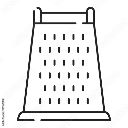 Kitchen grater line icon vector isolated. Simple symbol of cooking utensil. Sharp tool made of stainless steel. Cheese cutting tool.