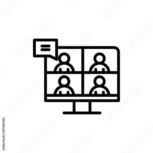 Online meeting icon logo sign set vector outline
