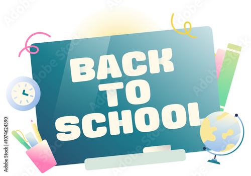 Lettering Back to School on board with globe and pencils text
