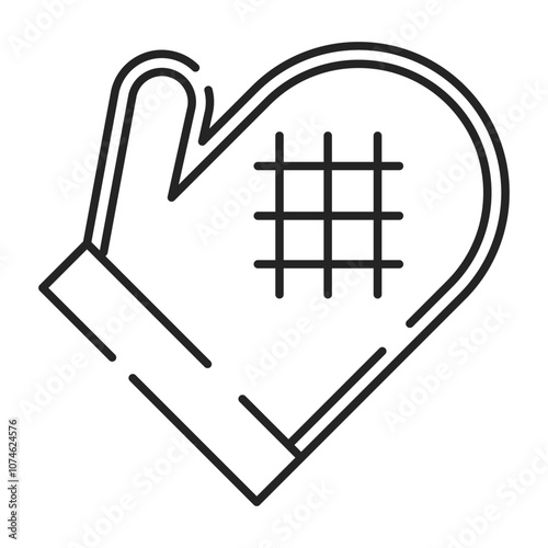 Oven mitten line icon vector isolated. Simple symbol of cooking glove. Protection from skin burn. Textile kitchen utensil.