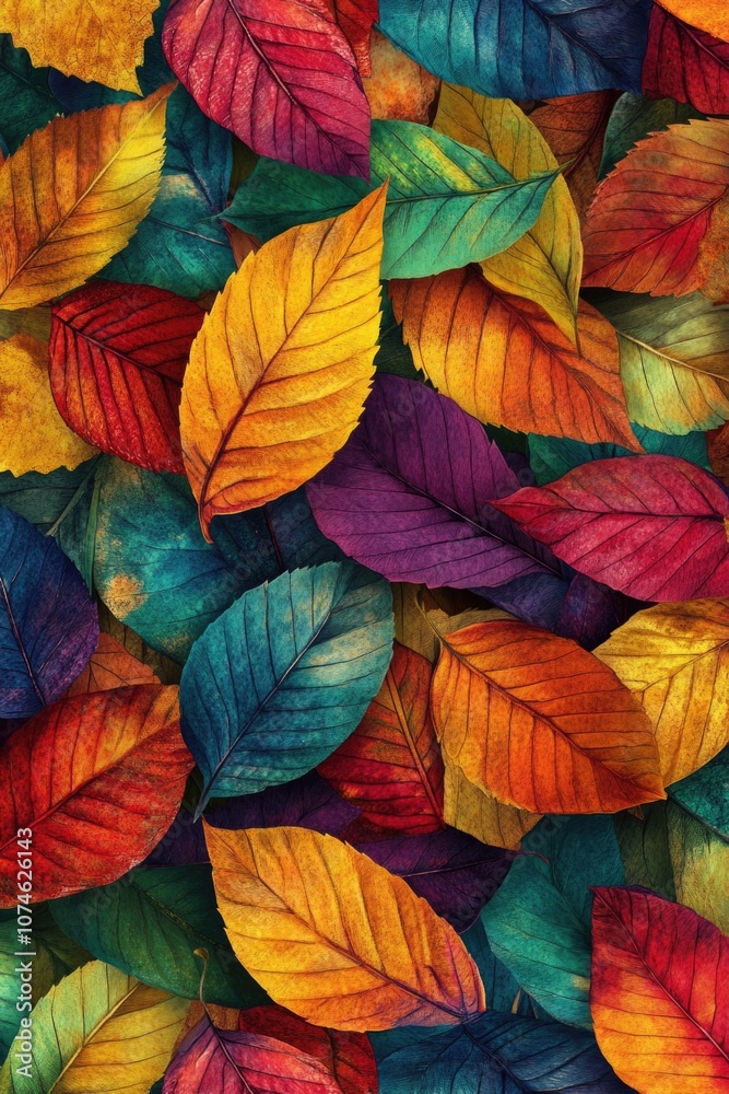 Colorful fall leaves on table Colorful fall leaves on table
