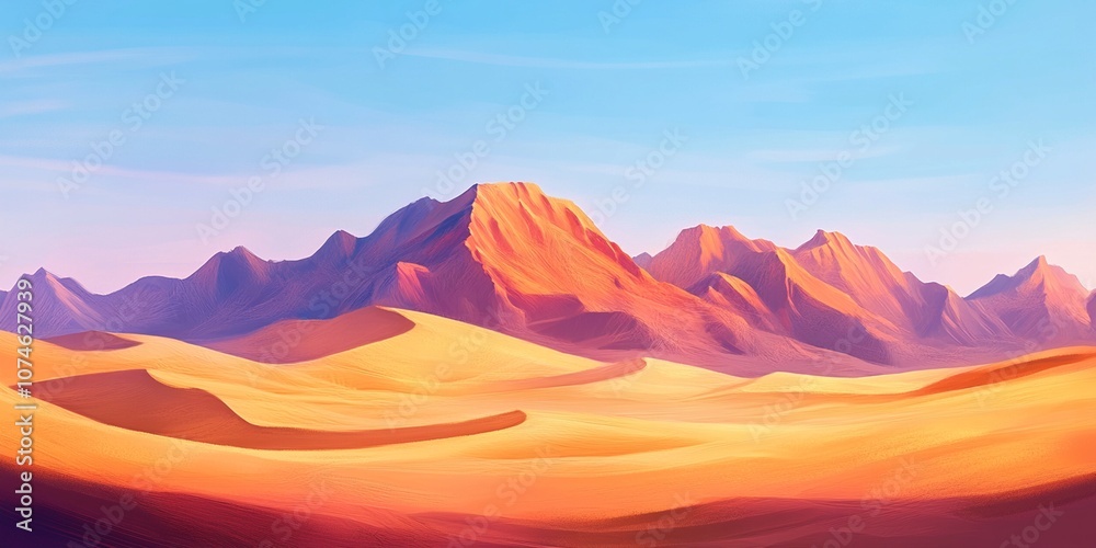 Naklejka premium sunset sky mountain landscape