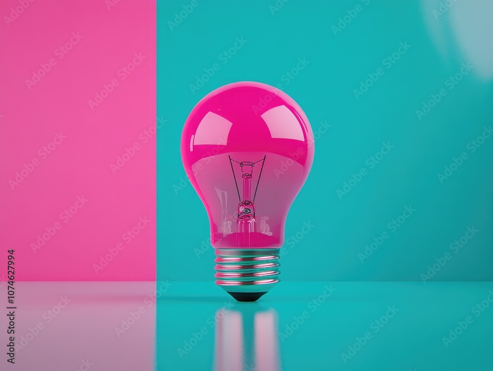 Fototapeta premium Pink Light Bulb on Table