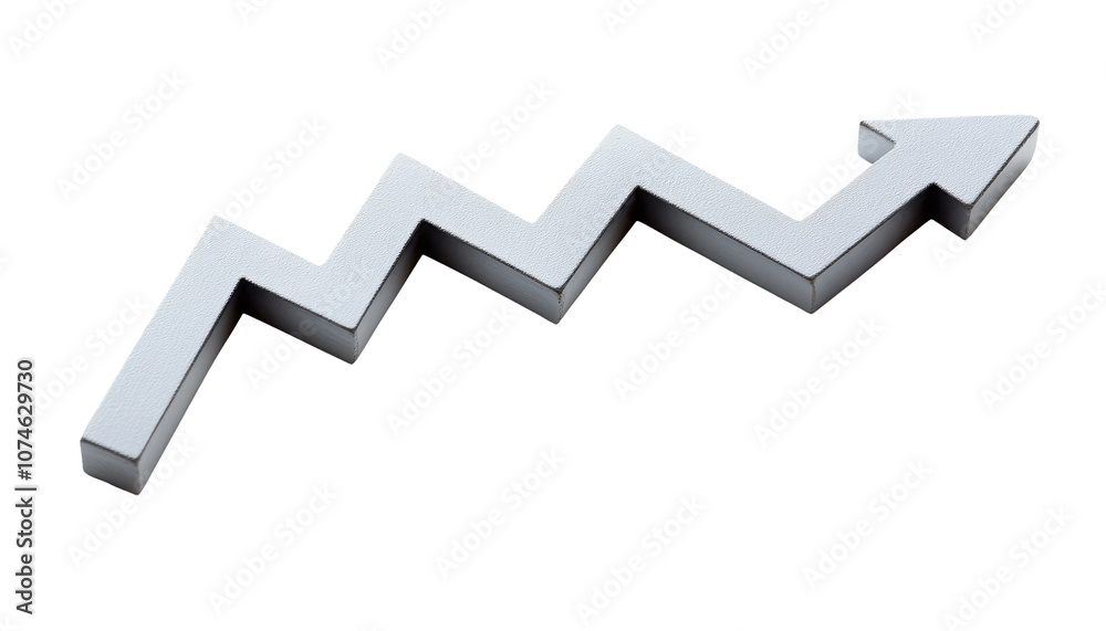 3D arrow symbolizing growth on a white isolated background. 3D arrow symbolizing growth on a white isolated background.