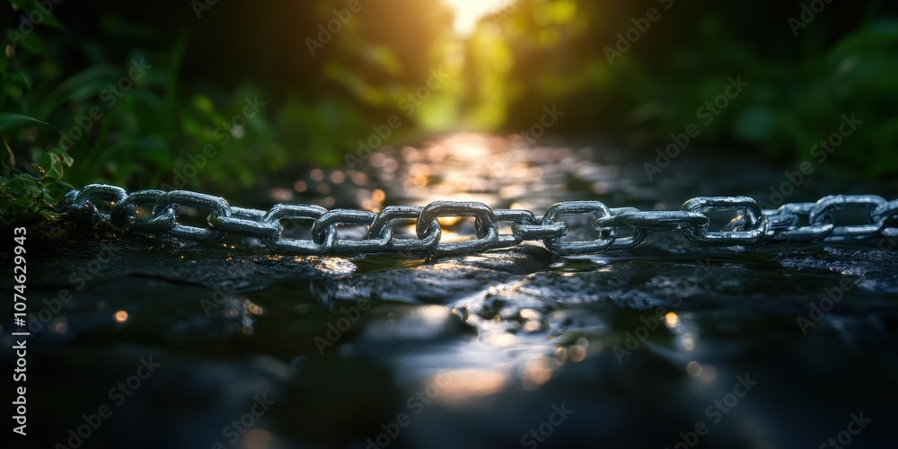 Fototapeta premium Broken inflation chains falling away, clearing the path for economic recovery and fresh opportunities ahead.