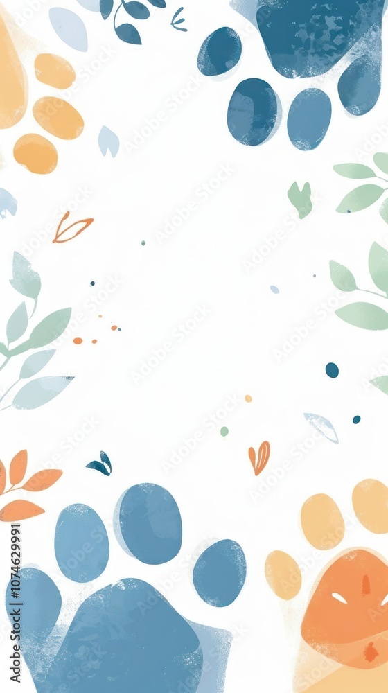 Fototapeta premium Cat paws pattern backgrounds paper.