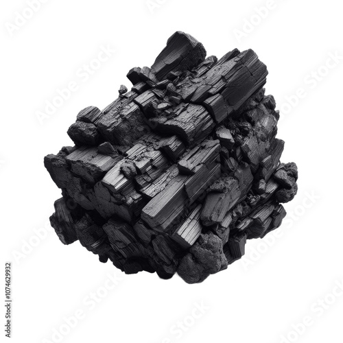 Piece of smoldering coal isolated on transparent background