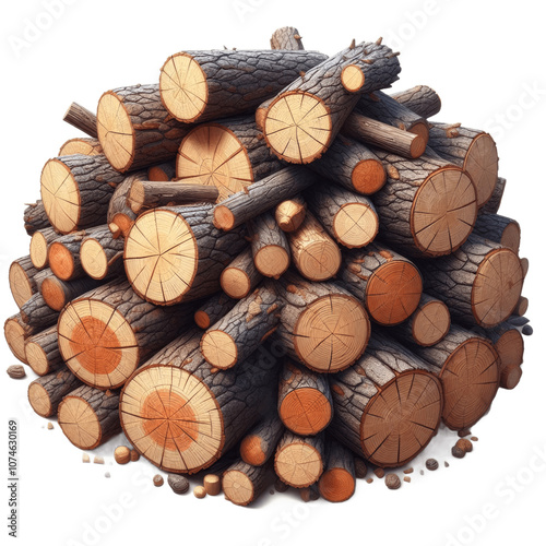The logs of fire wood isolated on transparent background