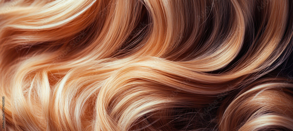 Healthy shiny blonde hair flowing creating wavy texture Healthy shiny blonde hair flowing creating wavy texture