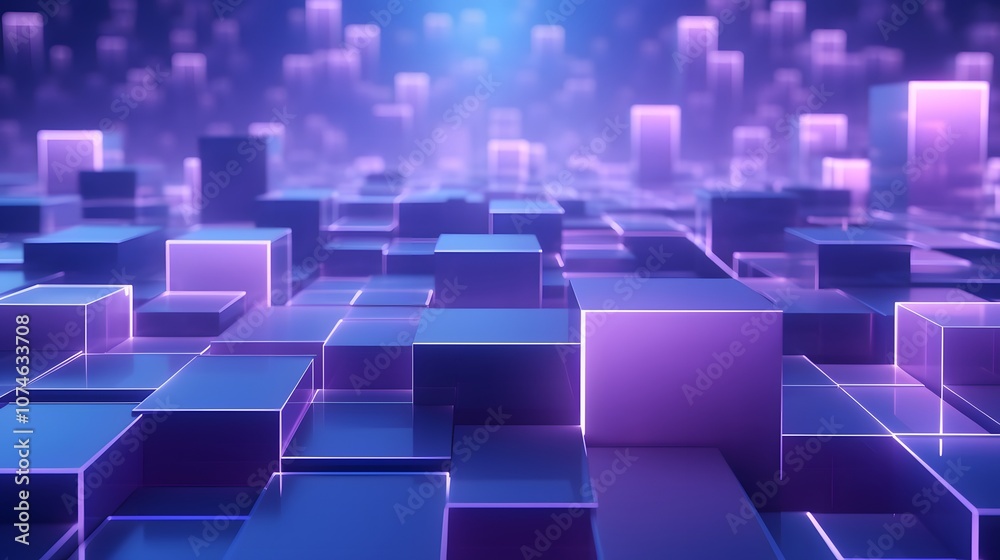 Fototapeta premium 3d rendering of purple and blue abstract geometric background. Scene for advertising, technology, showcase, banner, game, sport, cosmetic, business, metaverse. Sci-Fi Illustration. Product display