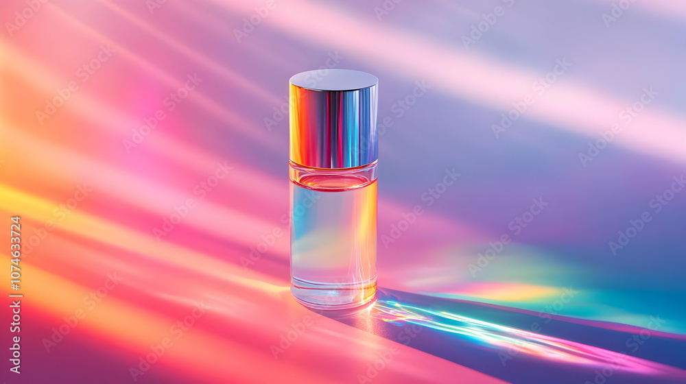 Glass Bottle with Silver Lid on Gradient Background - Illustration Glass Bottle with Silver Lid on Gradient Background - Illustration