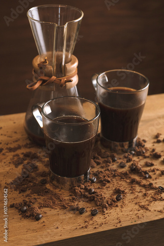 Fine art of preparing perfect cup of coffee. 