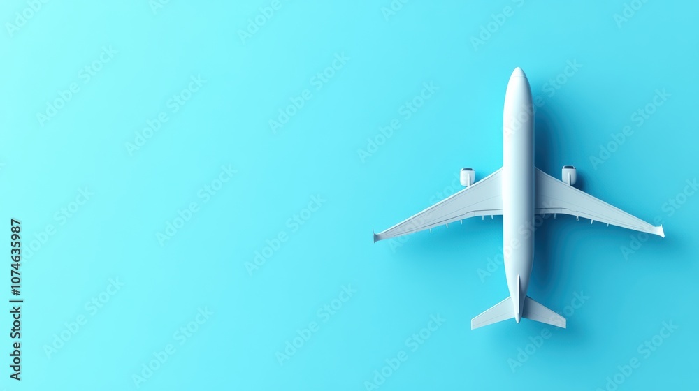 Airplane on a blue background 3D, copy space Airplane on a blue background 3D, copy space