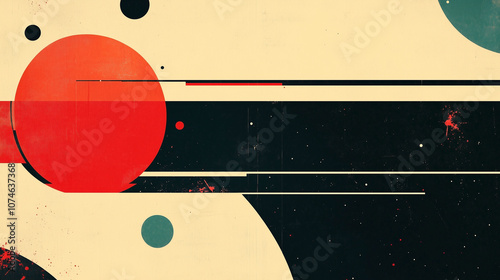 A vibrant, retro-inspired sci-fi background featuring abstract geometric shapes in space. Vintage science fiction, bold colors vibes.