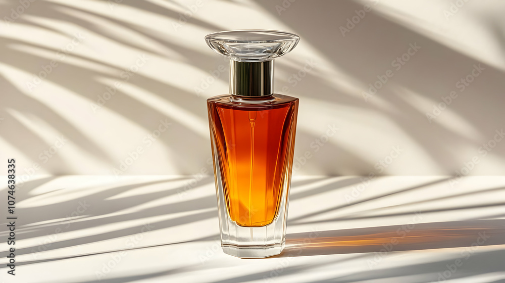 Glass Perfume Bottle with Light and Shadow Illustration Glass Perfume Bottle with Light and Shadow Illustration
