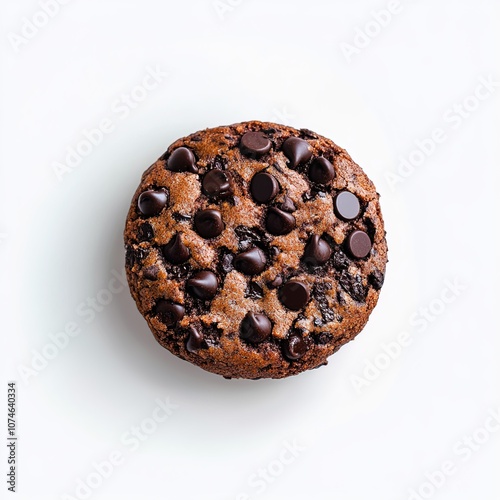 cookie with chocolate chips, isolated background white background, studio light, random object position