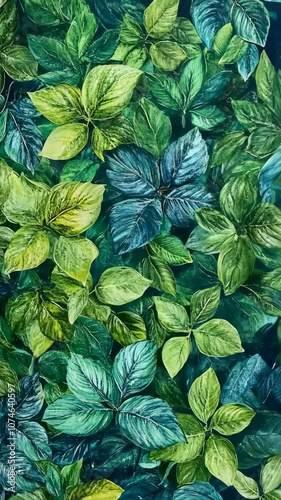 Wallpaper Mural Green leaves with different shades of green fill the frame, creating a lush and vibrant texture Torontodigital.ca