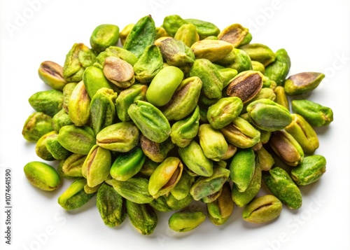 Isolated crushed pistachio nuts on a white background serve as inspiration for healthy eating, snack ideas, and deliciously creative recipes, elevating every culinary experience.