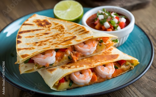 spicy shrimp quesadilla